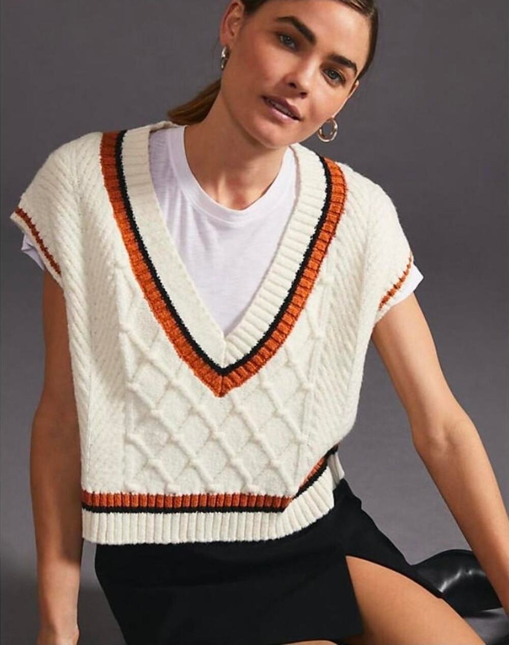 Maeve x Anthropologie Willa V-neck cable-knit sweater vest. Size M. Retails $128